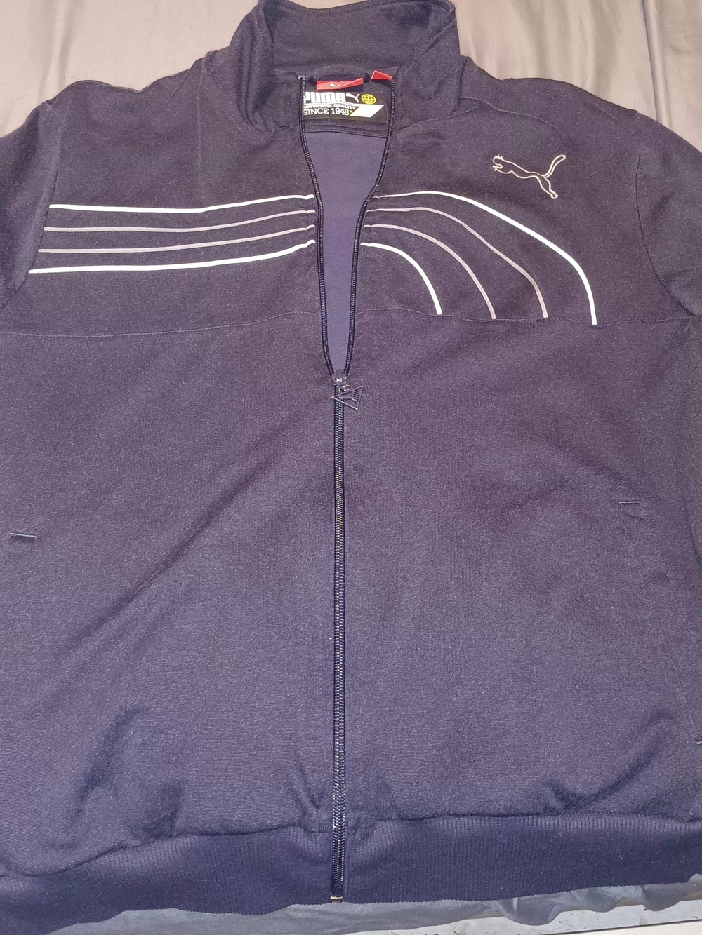 Puma Men's Navy Full-Zip Performance Jacket with White Piping